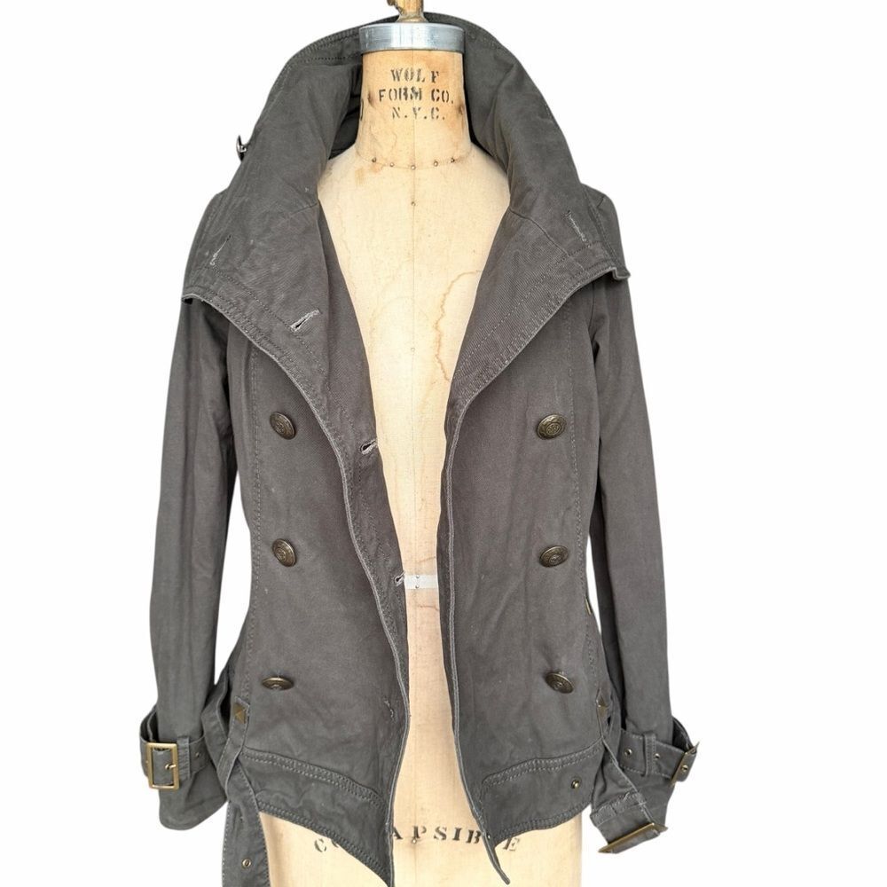 Kensie Dark Gray Double-Breasted Fitted Jacket Size S